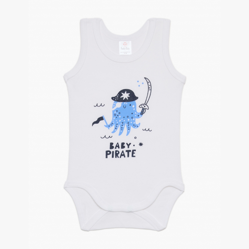 Pretty Baby Σετ Βρεφικά Αμάνικα Κορμάκια 3 τμχ Pirates White