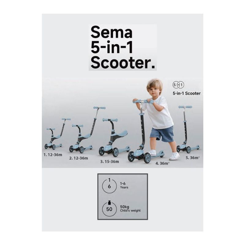 QPlay Sema 5-Σε-1 Scooter-Πατίνι 12-72 Μηνών Beige