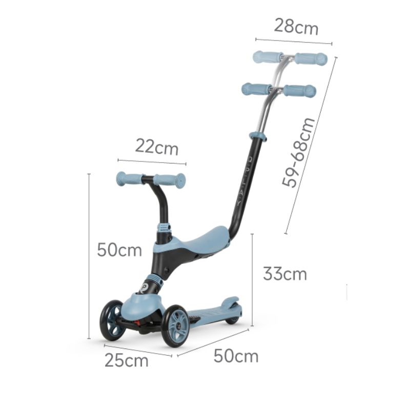 QPlay Sema 5-Σε-1 Scooter-Πατίνι 12-72 Μηνών Blue