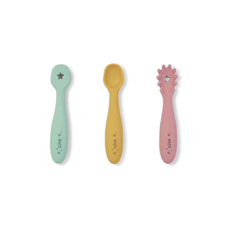 Saro Σετ Σιλικονούχα Κουταλάκια Αυτοσίτισης 3 τμχ Για 4+ Μηνών Blossom