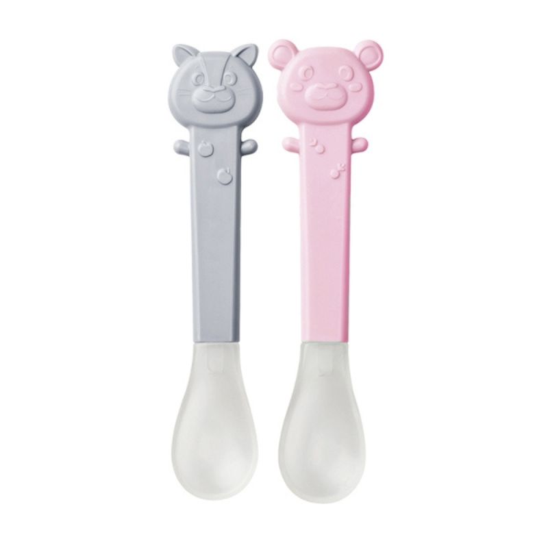 Saro Σετ Κουταλάκια 2 τμχ Για 4+ Μηνών Grey Cat - Pink Bear Saro Σετ Κουταλάκια 2 τμχ Για 4+ Μηνών Grey Cat - Pink Bear