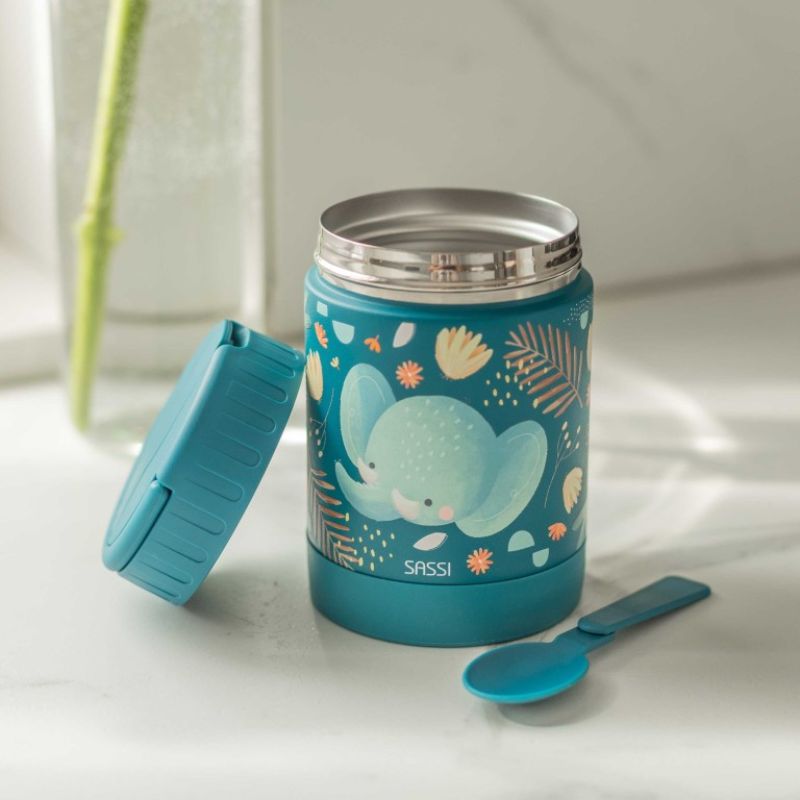 Sassi Θερμός Φαγητού Με Κουταλάκι και Χερούλι Για 12+ Μηνών 350ml Chewy the Elephant