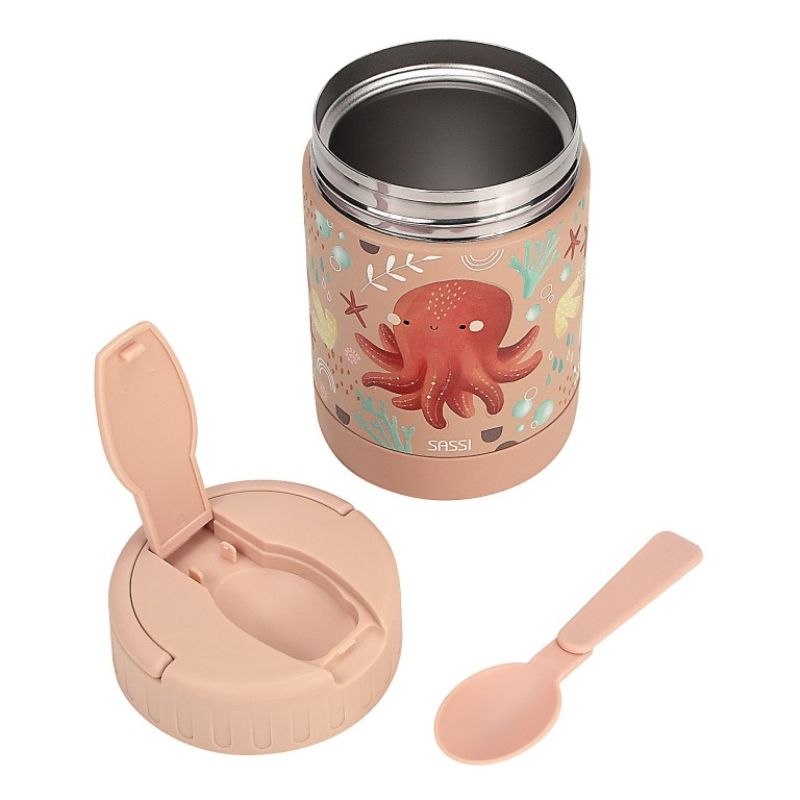 Sassi Θερμός Φαγητού Με Κουταλάκι και Χερούλι Για 12+ Μηνών 350ml ​​​​​​​Slurpy the Octopus