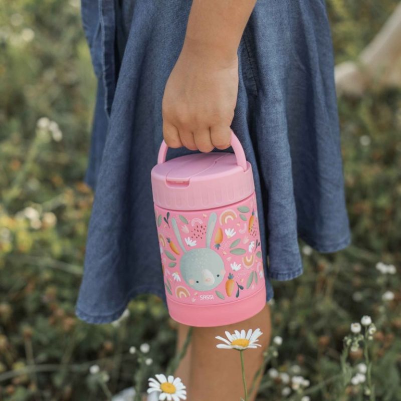 Sassi Θερμός Φαγητού Με Κουταλάκι και Χερούλι Για 12+ Μηνών 350ml ​​​​​​​Fluffy the Rabbit