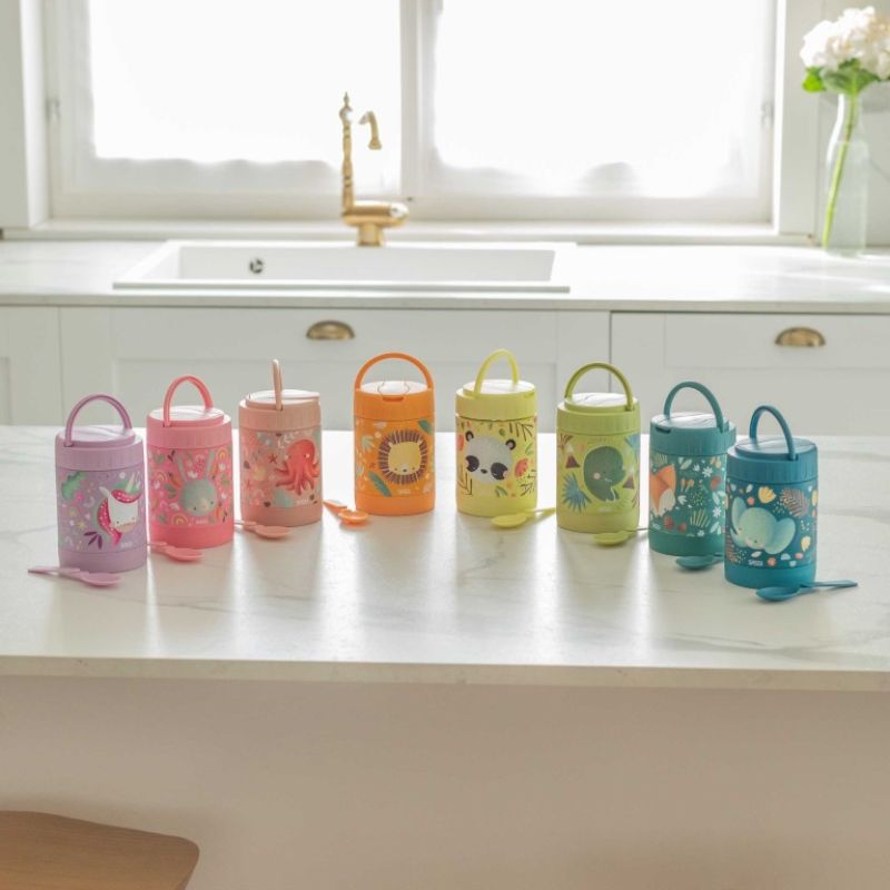 Sassi Θερμός Φαγητού Με Κουταλάκι και Χερούλι Για 12+ Μηνών 350ml ​​​​​​​Gnummy the Panda