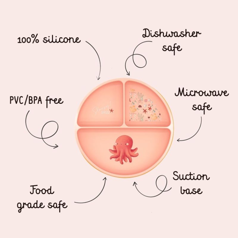 Sassi Σιλικονούχο Πιάτο Με Χωρίσματα και Βεντούζα Για 6+ Μηνών Slurpy the Octopus