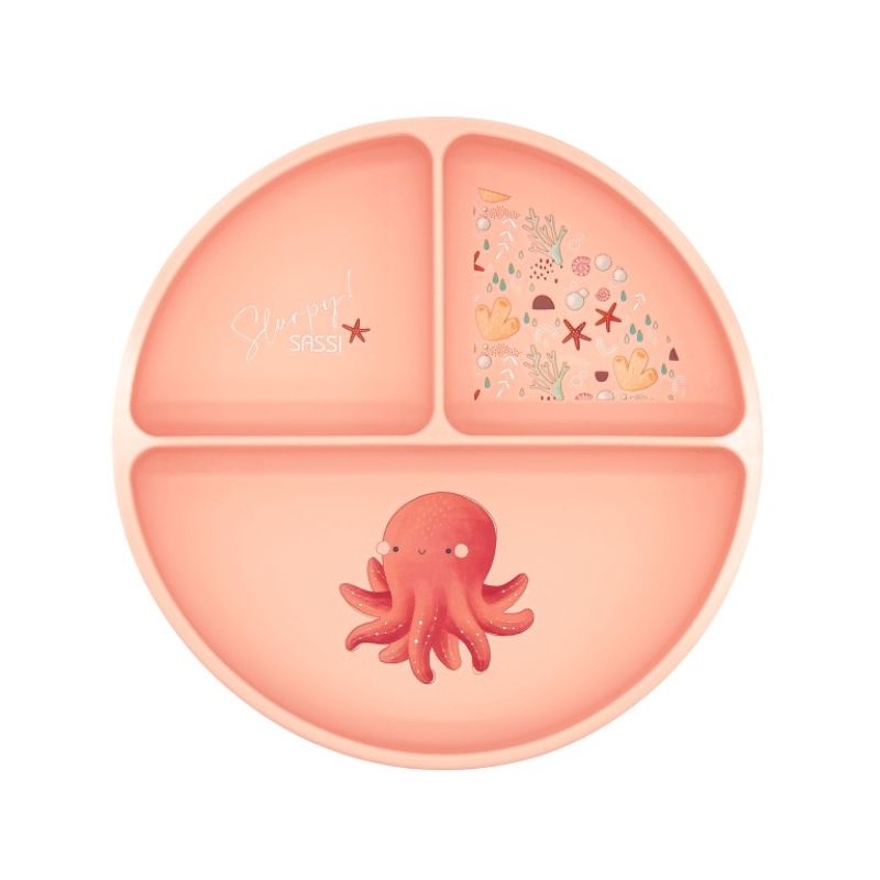 Sassi Σιλικονούχο Πιάτο Με Χωρίσματα και Βεντούζα Για 6+ Μηνών Slurpy the Octopus