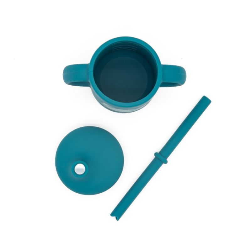 Sassi Σιλικονούχο Εκπαιδευτικό Σιλικονούχο Ποτήρι Με Καλαμάκι Και Χερούλια Για 6+ Μηνών 120ml Chewy the Elephant