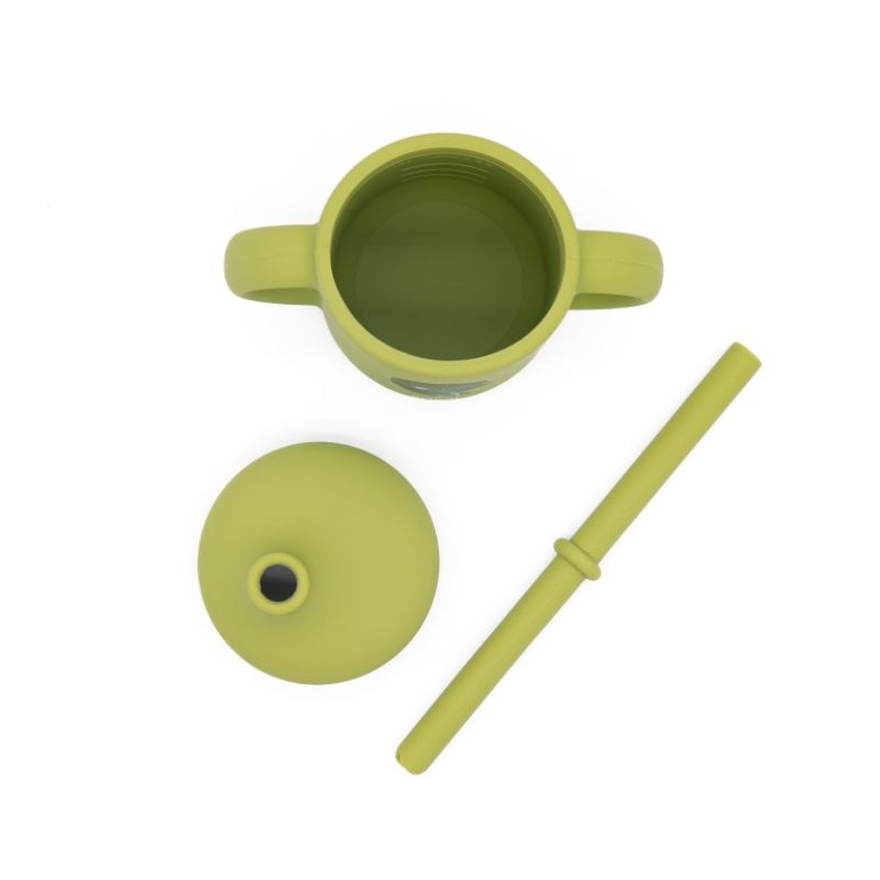 Sassi Σιλικονούχο Εκπαιδευτικό Σιλικονούχο Ποτήρι Με Καλαμάκι Και Χερούλια Για 6+ Μηνών 120ml Cracky the Dinosaur