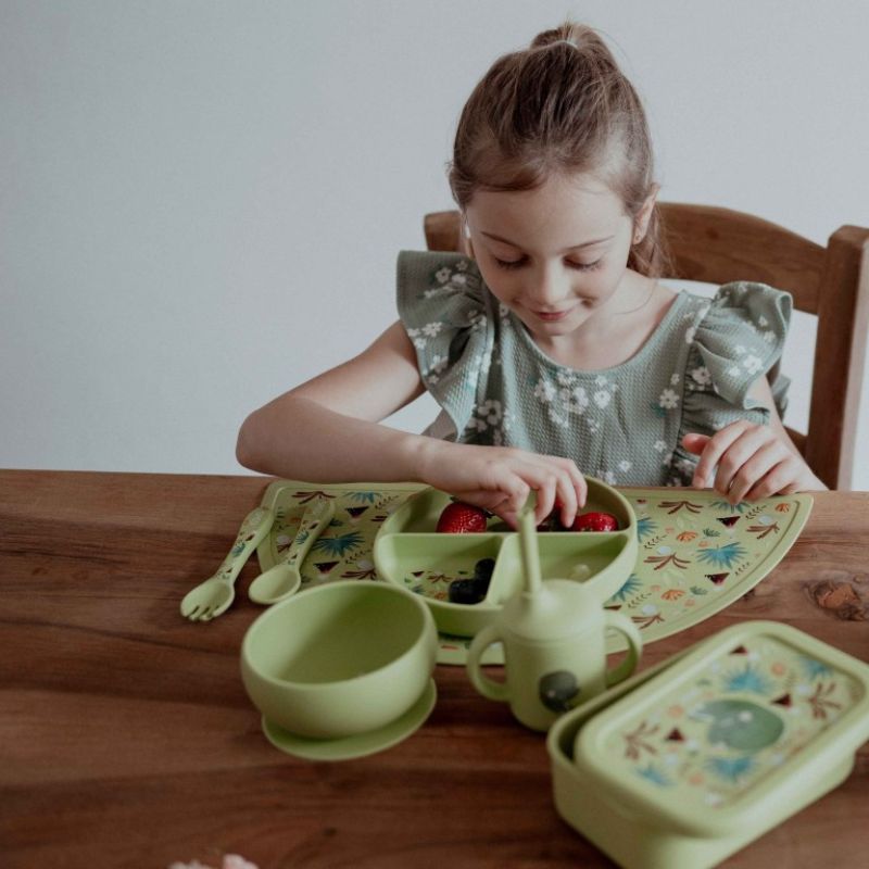 Sassi Σιλικονούχο Lunchbox Φαγητοδοχείο Με Χωρίσματα 700ml Cracky the Dinosaur