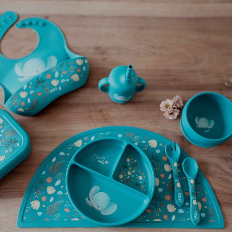 Sassi Σετ Σιλικονούχο Κουτάλι & Πιρούνι 2 τμχ Για 6+ Μηνών Chewy the Elephant