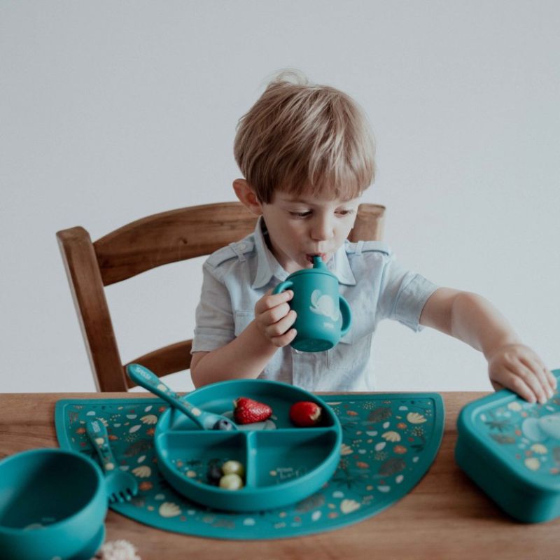 Sassi Σετ Σιλικονούχο Κουτάλι & Πιρούνι 2 τμχ Για 6+ Μηνών Chewy the Elephant