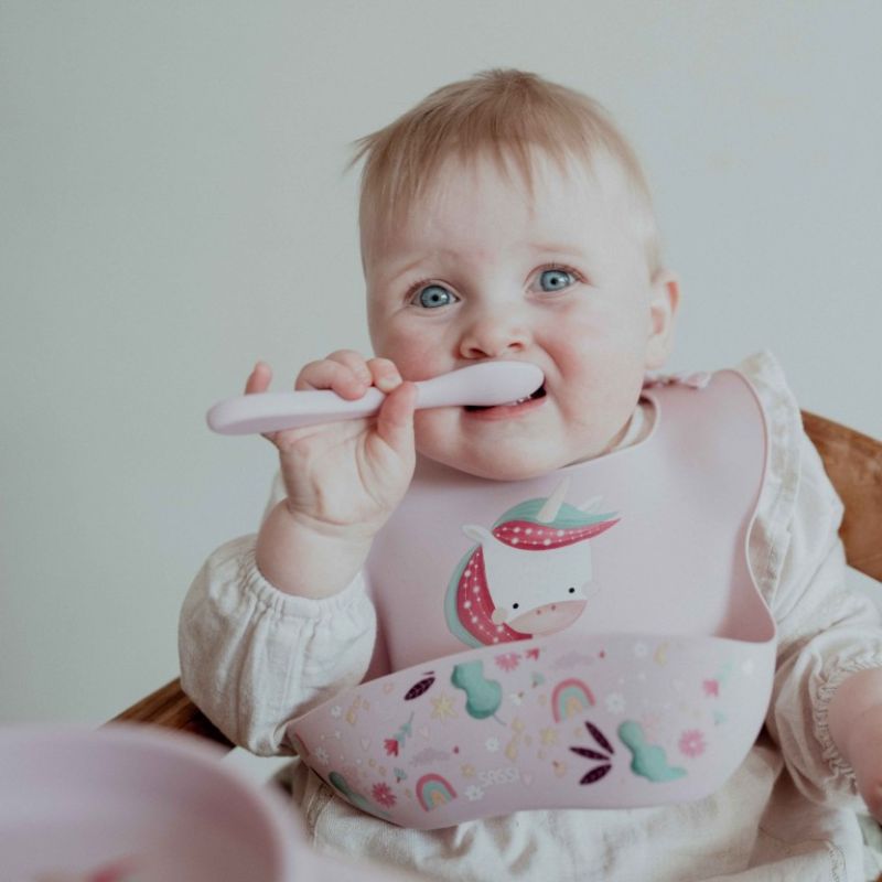 Sassi Σετ Σιλικονούχο Κουτάλι & Πιρούνι 2 τμχ Για 6+ Μηνών Sparkly the Unicorn