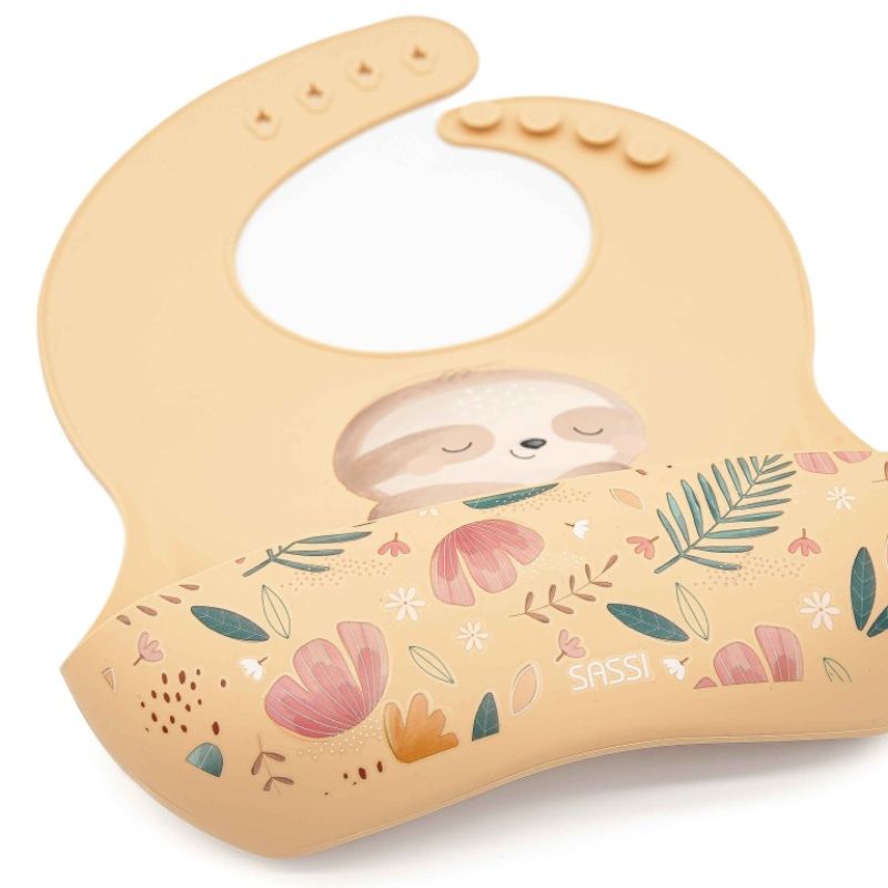 Sassi Σιλικονούχα Σαλιάρα Με Τσέπη Για 6+ Μηνών Gnawy the Sloth