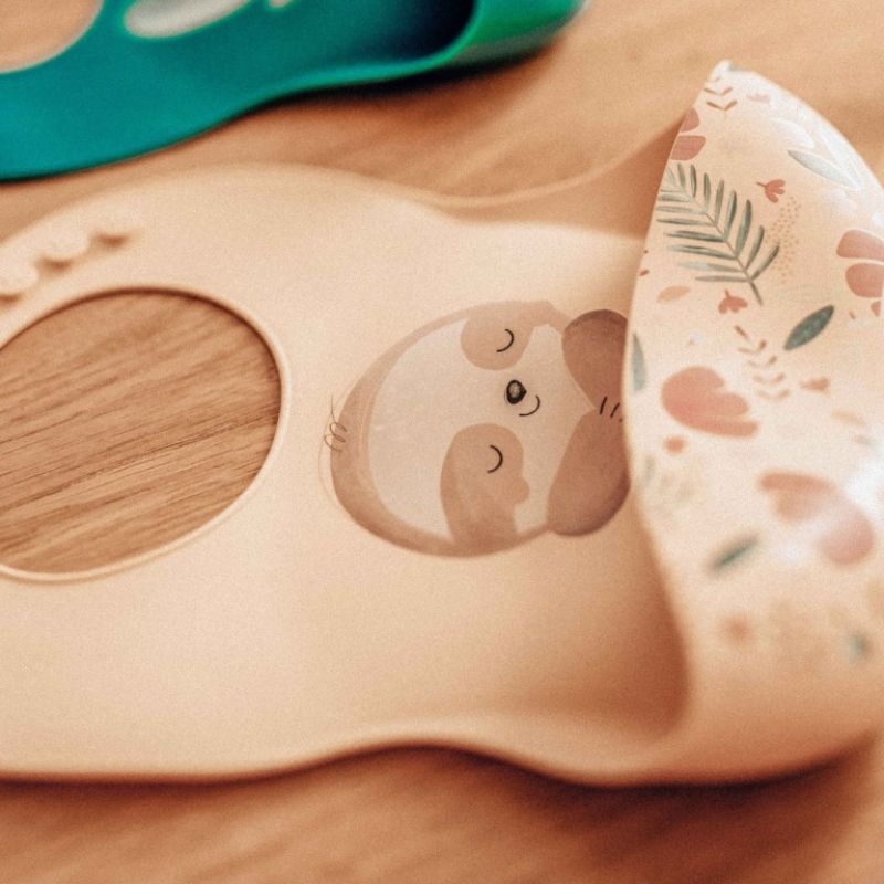 Sassi Σιλικονούχα Σαλιάρα Με Τσέπη Για 6+ Μηνών Gnawy the Sloth