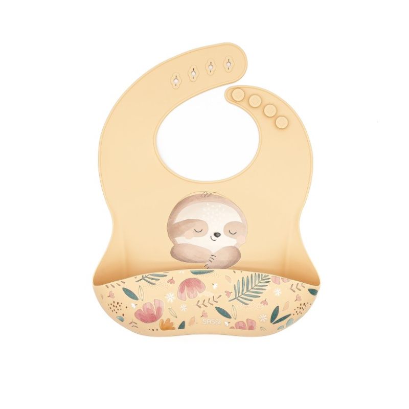 Sassi Σιλικονούχα Σαλιάρα Με Τσέπη Για 6+ Μηνών Gnawy the Sloth