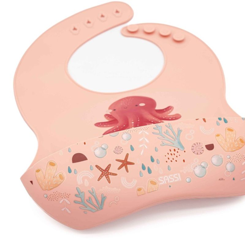 Sassi Σιλικονούχα Σαλιάρα Με Τσέπη Για 6+ Μηνών Slurpy the Octopus