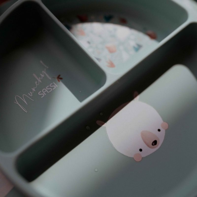 Sassi Σιλικονούχο Πιάτο Με Χωρίσματα και Βεντούζα Για 6+ Μηνών Munchy the Bear