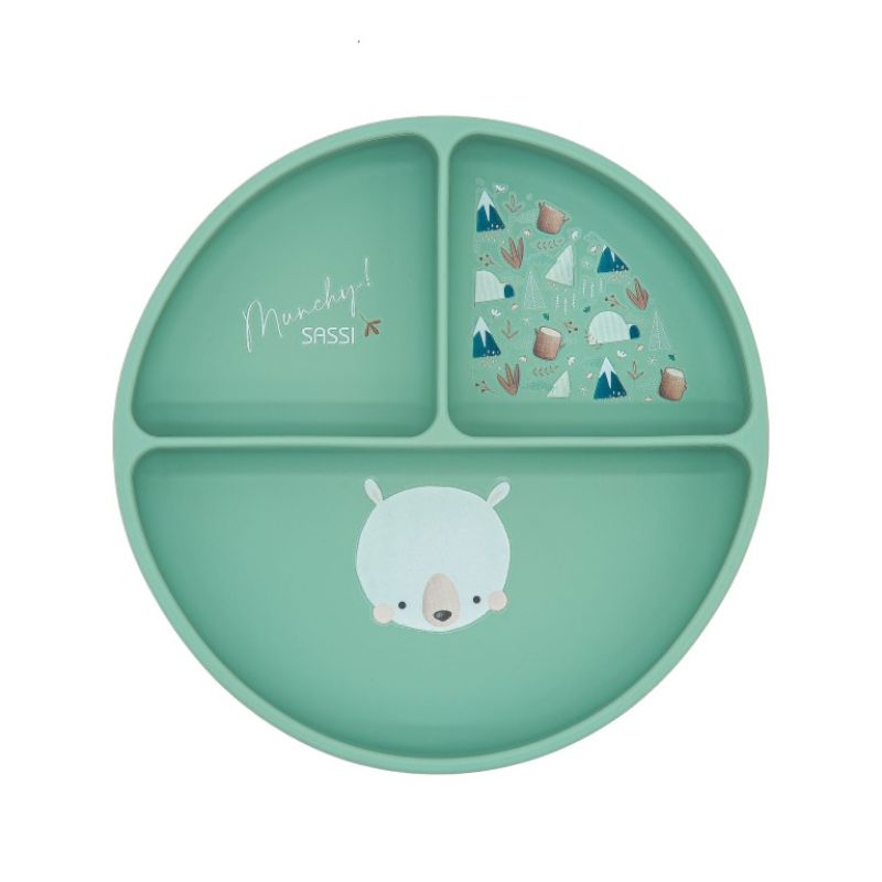 Sassi Σιλικονούχο Πιάτο Με Χωρίσματα και Βεντούζα Για 6+ Μηνών Munchy the Bear