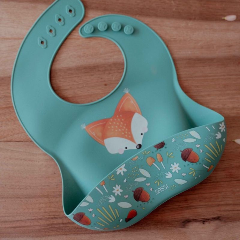 Sassi Σιλικονούχα Σαλιάρα Με Τσέπη Για 6+ Μηνών Crunchy the Fox