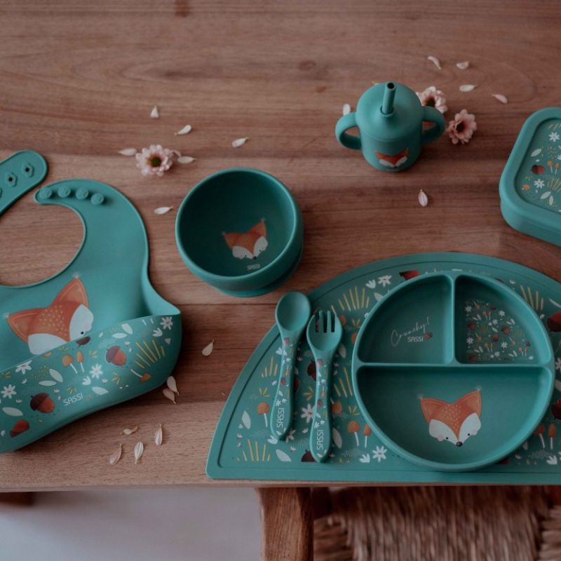 Sassi Σιλικονούχα Σαλιάρα Με Τσέπη Για 6+ Μηνών Crunchy the Fox