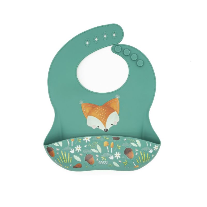 Sassi Σιλικονούχα Σαλιάρα Με Τσέπη Για 6+ Μηνών Crunchy the Fox
