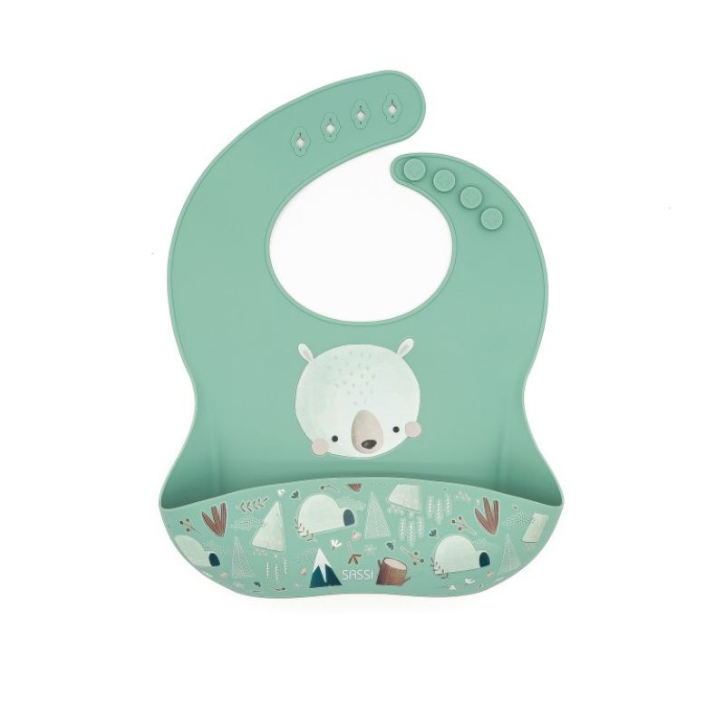 Sassi Σιλικονούχα Σαλιάρα Με Τσέπη Για 6+ Μηνών Munchy the Bear