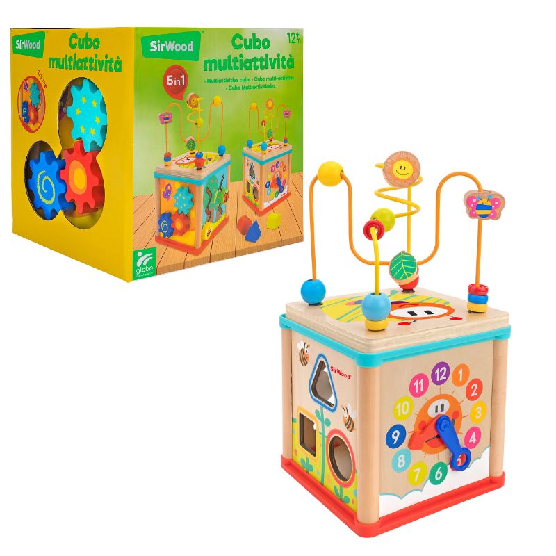 SirWood Ξύλινος Κύβος Δραστηριοτήτων Για 12+ Μηνών