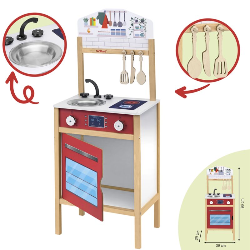 SirWood Ξύλινη Κουζίνα Παιχνιδιού 96cm Για 3+ Ετών