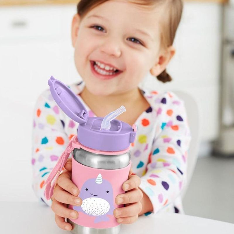 Skip Hop Zoo Παγούρι Με Καλαμάκι Από Ανοξείδωτο Ατσάλι 350ml Whale