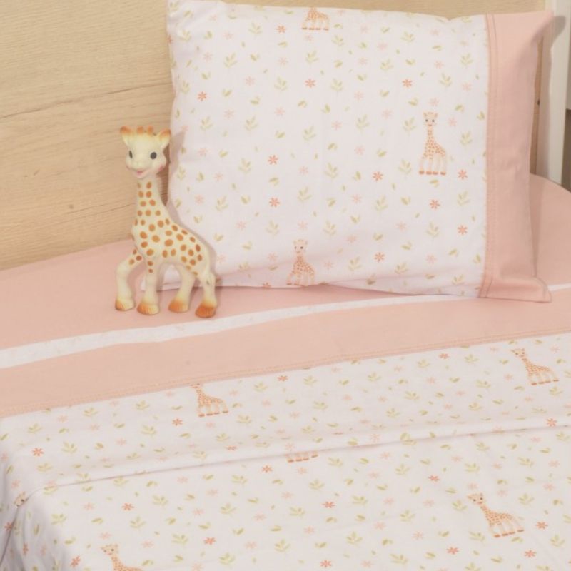 Sophie La Girafe Σετ Σεντόνια Κούνιας Με Λάστιχο 3 τμχ 70cm * 140cm Σχ. 502 Ροζ