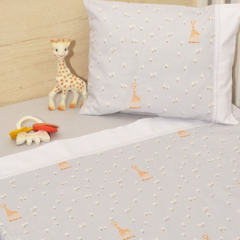 Sophie La Girafe Σετ Σεντόνια Κούνιας Με Λάστιχο 3 τμχ 70cm * 140cm Σχ. 505 Γκρι