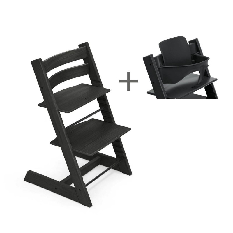 Stokke Tripp Trapp Κάθισμα Φαγητού Oak Black Με Δώρο Baby Set² Black 650002