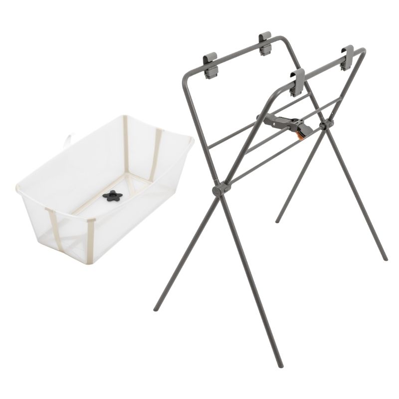 Stokke Flexi Bath Bundle Μπάνιο Με Θερμοευαίσθητη Βαλβίδα Sandy Beige Με Βάση Stand