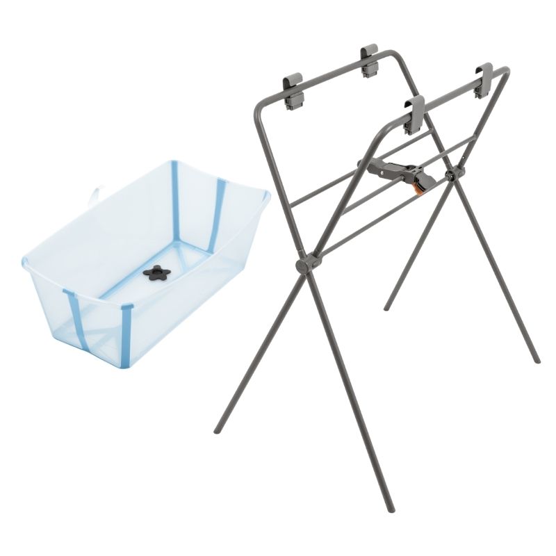 Stokke Flexi Bath Bundle Μπάνιο Με Θερμοευαίσθητη Βαλβίδα Ocean Blue Με Βάση Stand