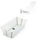 Stokke Flexi Bath X-Large Μπάνιο Με Θερμοευαίσθητη Βαλβίδα Transparent Green Και Με Δώρο Βάση Νεογέννητου