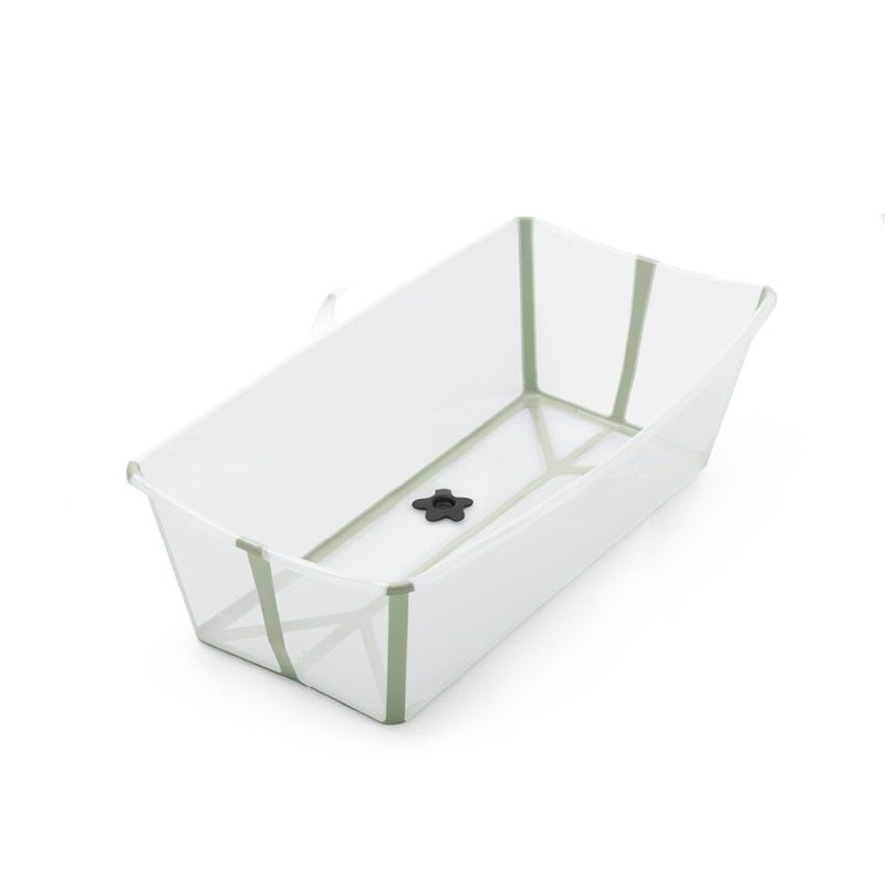 Stokke Flexi Bath X-Large Μπάνιο Με Θερμοευαίσθητη Βαλβίδα Transparent Green Και Με Δώρο Βάση Νεογέννητου