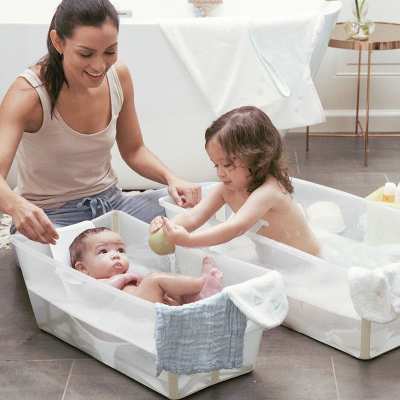 Stokke Flexi Bath X-Large Μπάνιο Με Θερμοευαίσθητη Βαλβίδα Sandy Beige Και Με Δώρο Βάση Νεογέννητου 542800