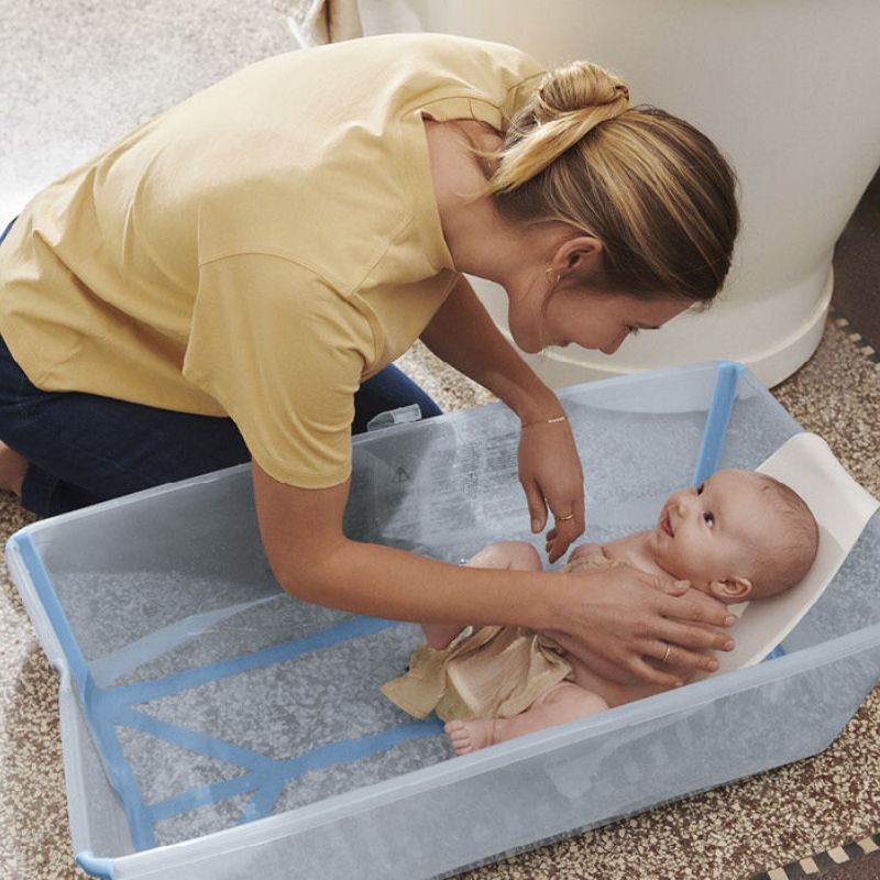 Stokke Flexi Bath X-Large Μπάνιο Με Θερμοευαίσθητη Βαλβίδα Ocean Blue Και Με Δώρο Βάση Νεογέννητου 542800
