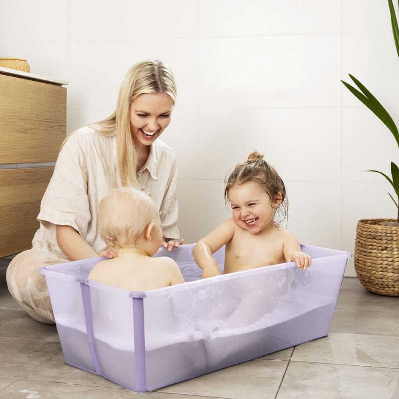 Stokke Flexi Bath X-Large Μπάνιο Με Θερμοευαίσθητη Βαλβίδα Lavender Και Με Δώρο Βάση Νεογέννητου 542800