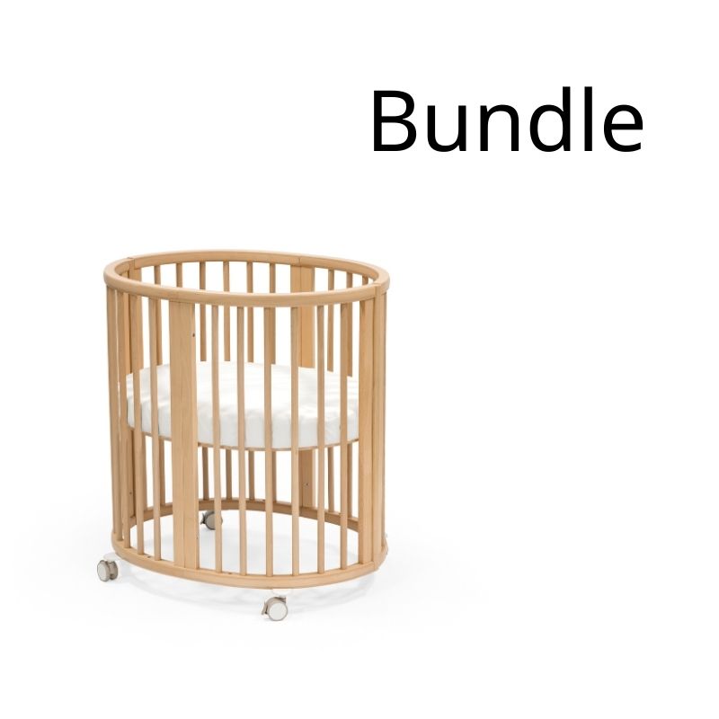 Stokke Sleepi Mini V3 Bundle Natural Με Στρώμα Και Κατωσέντονο White