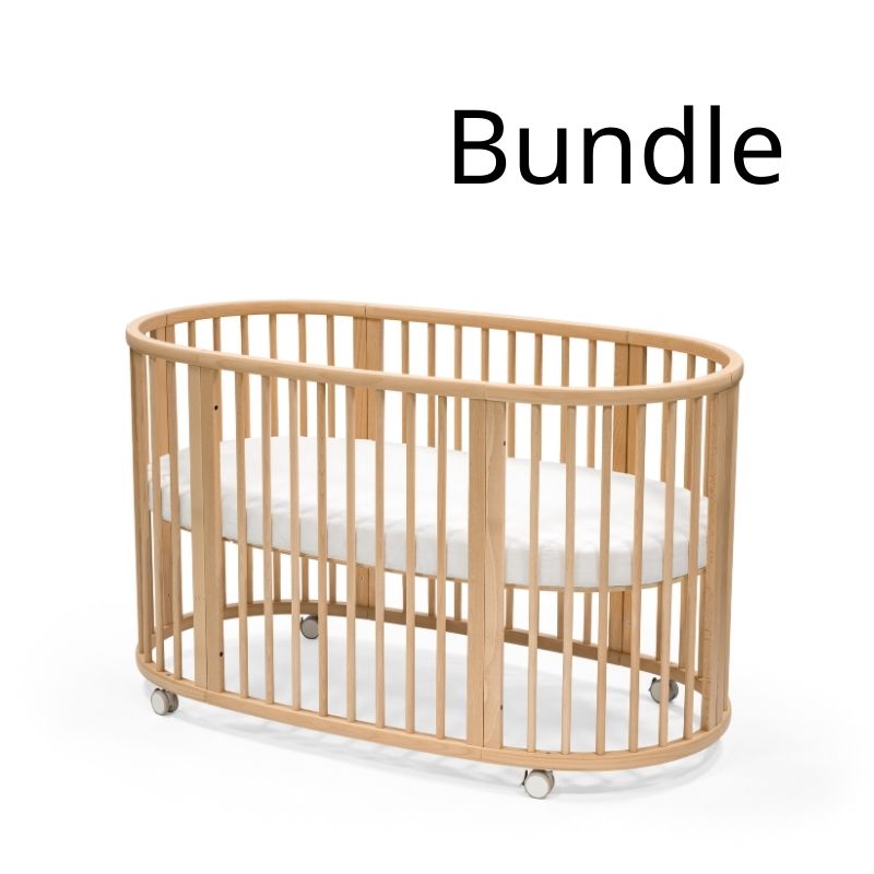 Stokke Sleepi V3 Bundle Natural Με Στρώμα Και Κατωσέντονο White