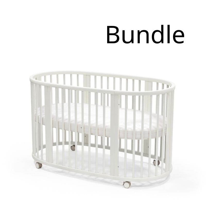 Stokke Sleepi V3 Bundle White Με Στρώμα Και Κατωσέντονο White