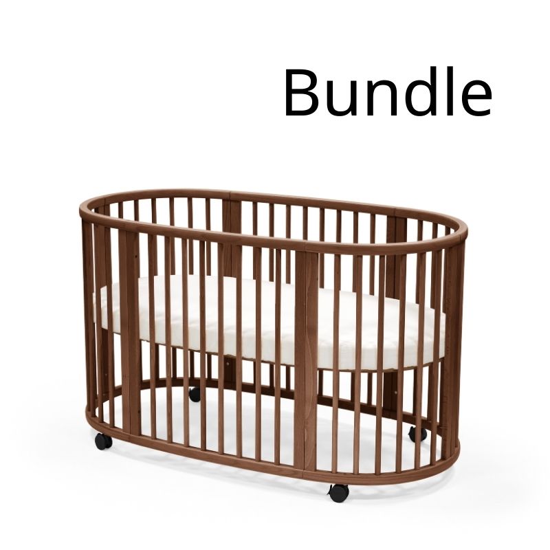Stokke Sleepi V3 Bundle Warm Brown Με Στρώμα Και Κατωσέντονο White