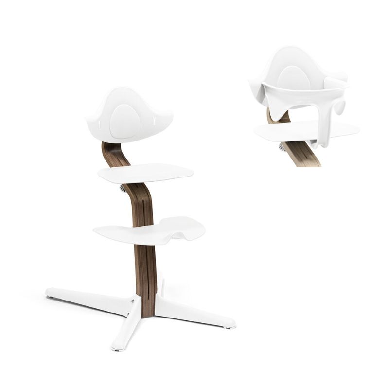 Stokke Nomi Καρέκλα Φαγητού Walnut White Με Δώρο Baby Set White 626101