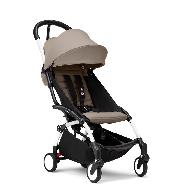 Stokke YoYo³ Σκελετός Καροτσιού White Με Υφάσματα Για Τη Θέση 6+ Μηνών Taupe