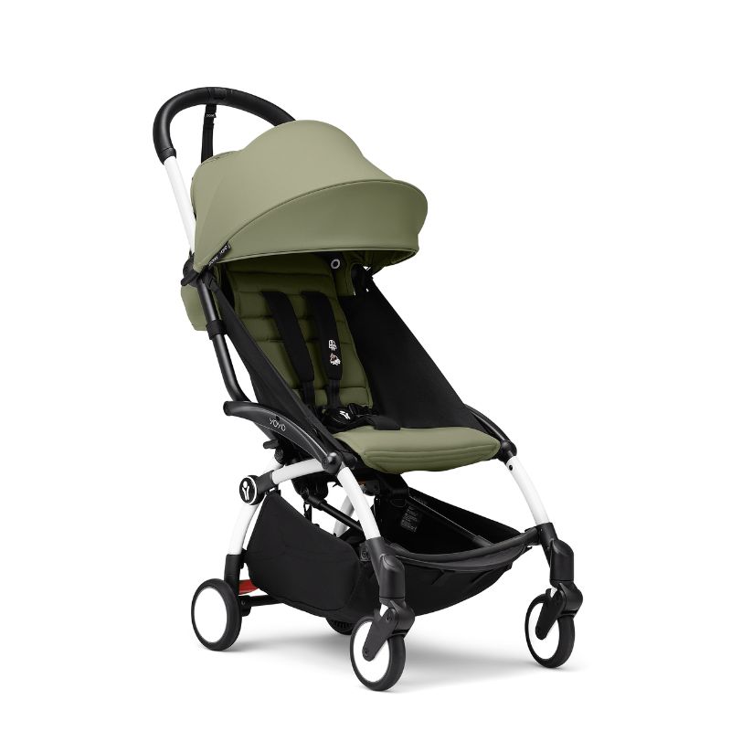 Stokke YoYo³ Σκελετός Καροτσιού White Με Υφάσματα Για Τη Θέση 6+ Μηνών Olive