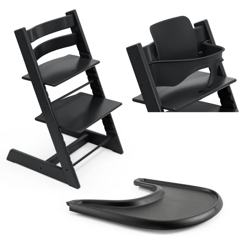 Stokke Tripp Trapp Bundle Καρέκλα Με Baby Set² Και Tray Δίσκο Black
