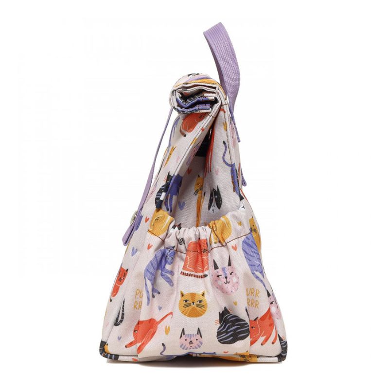 The LunchBags Original Kids Ισοθερμική Τσάντα 5L Cats Με Lilac Χερούλια