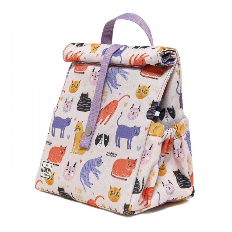 The LunchBags Original Kids Ισοθερμική Τσάντα 5L Cats Με Lilac Χερούλια